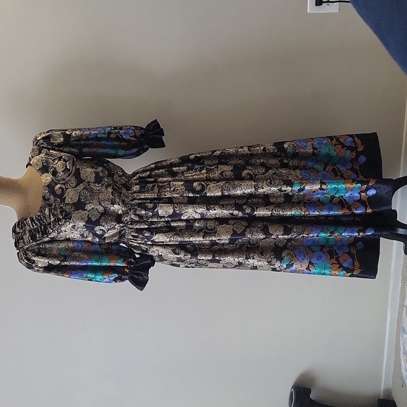💥host pick❤️VINTAGE 80S VIBE  Satin Abstract floral customade Maxi dress - Picture 1 of 16